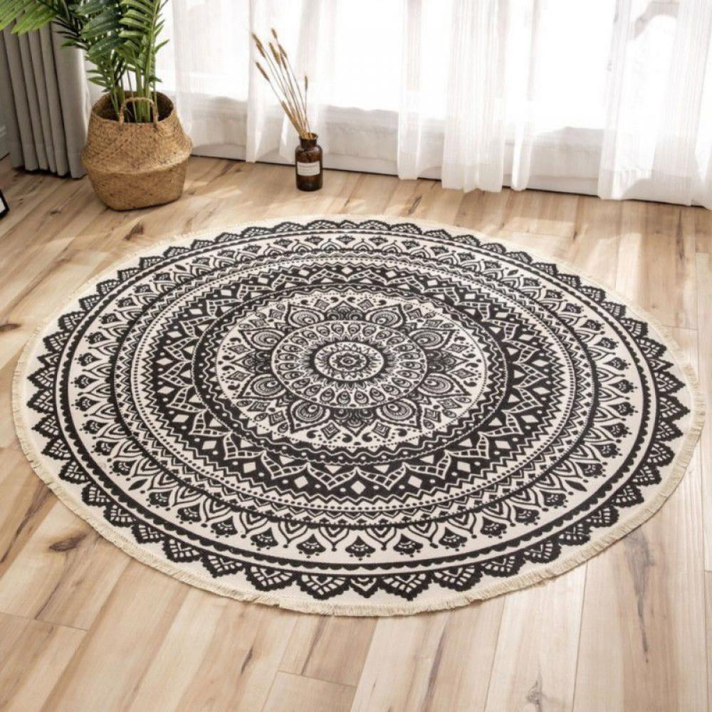 Modern Flannel Microfiber NonSlip Machine Washable Round Area Rug
