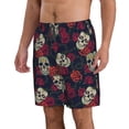 thumbnail image 2 of Kdxio Roses Skulls Pattern Mens Casual Shorts - Drawstring Summer Beach Sports Shorts for Men, 2 of 9