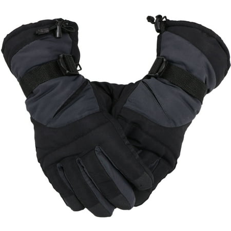 Protective Snowboard Gloves - Simplicity Men's Ski Snowboarding Gloves w/Elastic Wrist Cuffs, 3578_L.grey Blk