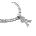thumbnail image 2 of iJewelry2 Kings and Queens Crowned Initial Letter A Crystals Pendant Silver-tone Cuban Linked Chain Necklace, 2 of 3