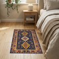 thumbnail image 2 of ODIKA 2'x3' Navy Gold Elegance With Timeless Patterns Washable Accent Rug Intricate Geometric Design Inspired by Antique Art Pet Friendly, Bedside Mat for Bedroom, Nursery, RV, 2 of 6