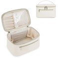 thumbnail image 1 of Neceser de viaje para mujer, neceser de maquillaje grande, organizador de maquillaje con compartimento para brochas, neceser de aseo de piel sintética, neceser de maquillaje portátil., 1 of 6