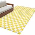 thumbnail image 2 of 3'x5' Area Rugs, Yellow White Plaid Indoor Outdoor Area Rug for Living Room Bedroom, Modern Retro Geometric Checkered Washable Bathroom Rugs Kitchen Floor Carpet Mats Home Decor Aesthetic, 2 of 8