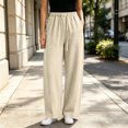 thumbnail image 5 of LIaqionyy Women Pants Elastic Waist Casual Wide Leg Lightweight Sweatpants Trousers Fashion Outfits with Pockets, 5 of 8