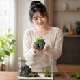 thumbnail image 7 of Floating Aquarium Rock Cave Ornament, 6.3x5.1in Artificial Moss Floating Stone Fish Tank Decor with Simulated Green Plants, 7 of 7