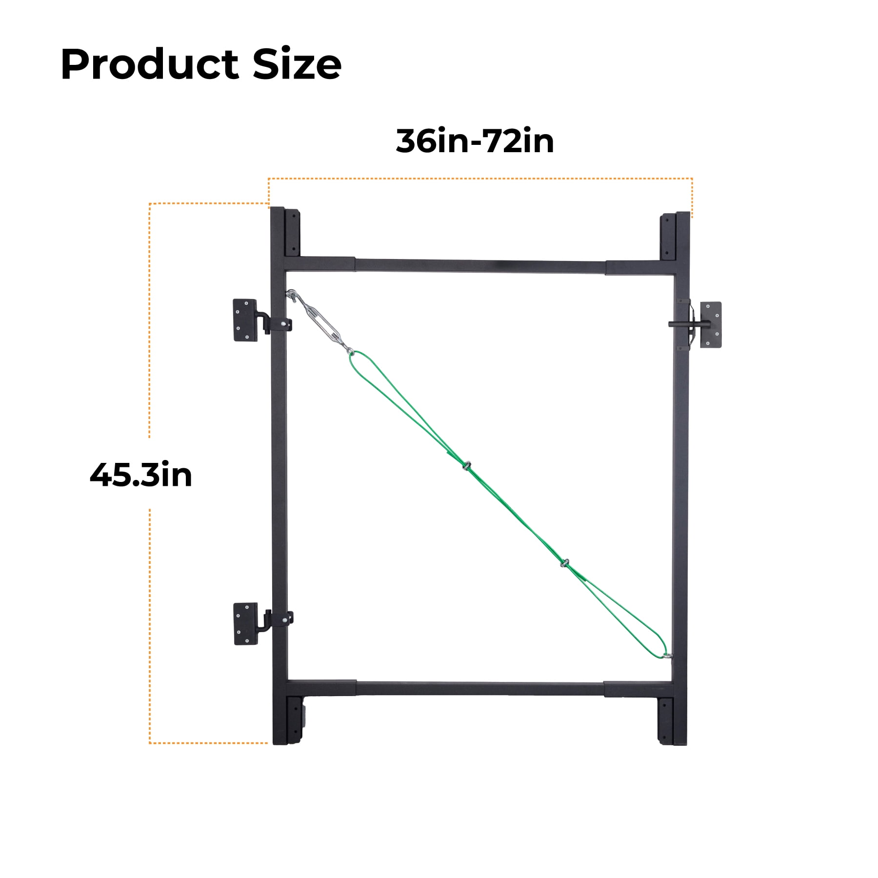 Cxforste Self-Closing Fence Gate Frame Kit, Adjustable 36-72 inch DIY Heavy-Duty Black Steel for 1x4 2x4 Wood