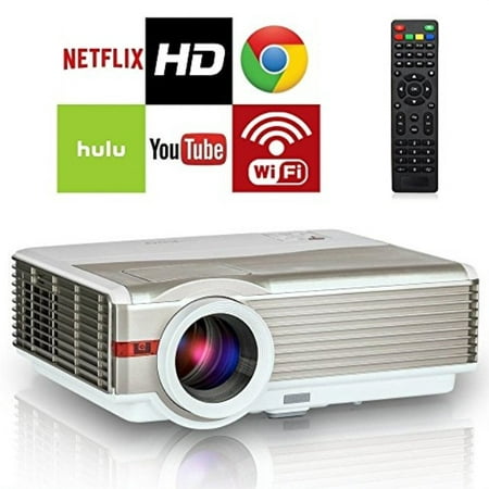 Smart Wireless Android HD Projector Outdoor Movie Home Theater 4200 Lumen LCD LED Multimedia Video Projectors Support 1080P WiFi Airplay HDMI USB 3.5mm Audio for Gaming Xbox PS4 DVD PC TV Box