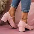 thumbnail image 5 of Aueoeo Women's Ankle Strap Shoes Low Block Chunky Heels Round Toe Comfortable Dress Office Work Church Wedding Shoes, 5 of 9