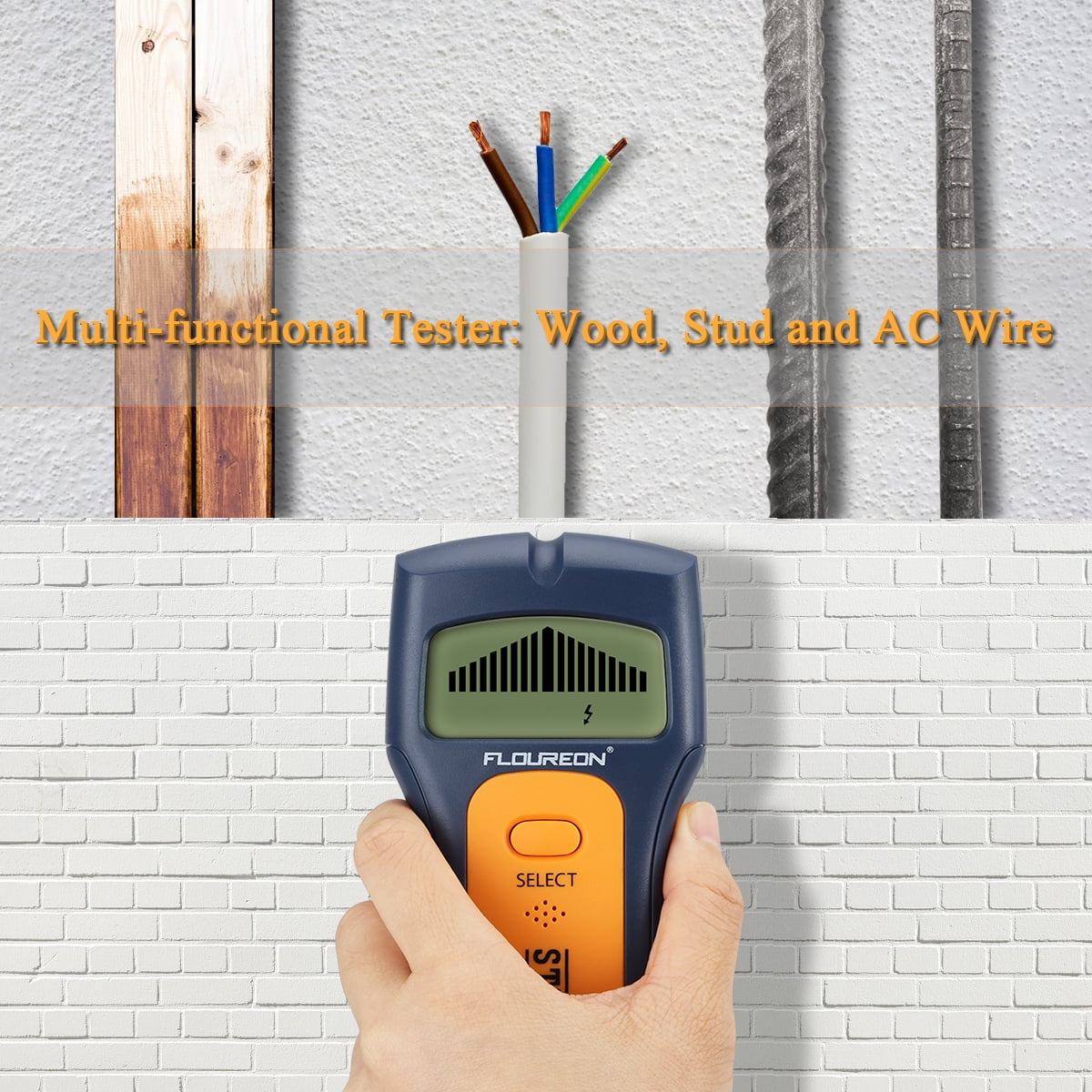 Floureon 3 In 1 Lcd Digital Stud Metal Scanner Finder Wood Wall Detector Ac Live Wire Auto Calibrated Detector Walmart Com