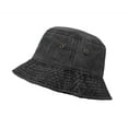 thumbnail image 4 of Bucket Hat, Wide Brim Washed Denim Cotton Outdoor Sun Hat Flat Top Cap for Fishing Hiking Beach Sports Black, 4 of 6