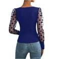 thumbnail image 4 of Lovskoo Women's Mesh Long Sleeve Shirts Dressy Business Tops Casual Blouses Work Shirts Fall Clothes Blue, 4 of 5