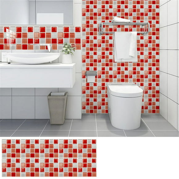 Clearance!npkgvia 10 Pieces Mosaics Tile Stickers Peel And Stick Waterproof Self Adhesive Granites Flooring 3D Wall Tile Stickers For Kitchen Bathroom Living Room,Multi-color