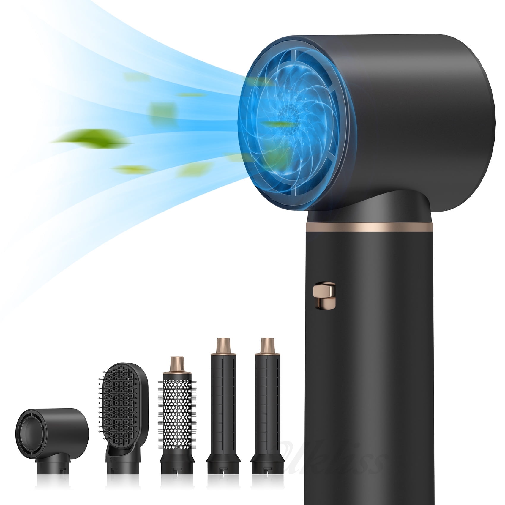 5-in-1 Air Styler for Long Hair, Blow Dryer Brush + Auto Curling Wands, Ionic Hair Straightener & Curler with 3 Heat Settings, 200M Negative Ions, Women’s Gift