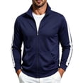 thumbnail image 3 of Frnrwgo Mens Sports Sweatshirt Full Zip Stand Collar Striped Casual Jacket, 3 of 7