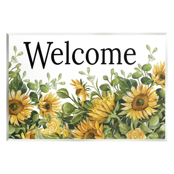 Stupell Industries Welcome Typography Sign Blooming Sunflower Field Graphic Art Unframed Art Print Wall Art, Design by Cindy Jacobs