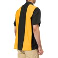 thumbnail image 3 of MODA NOVA Big & Tall Men's Beach Striped Button Down Color Block Shirts Black Yellow LT, 3 of 6