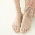 thumbnail image 4 of Transparent Lace Socks Women Floral Invisible Summer Socks Breathable Lady Girl Thin Short Socks for Women Low Cut Crew sox, 4 of 5
