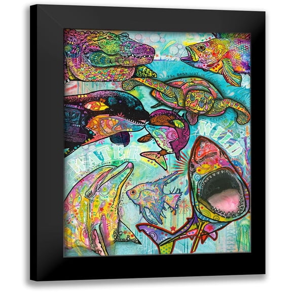 Dean Russo Collection 12x14 Black Modern Framed Museum Art Print Titled - Water Wild