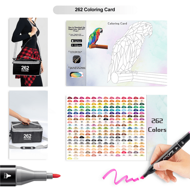 262 Colors Alcohol Markers with Free App, Alcohol-Based Markers