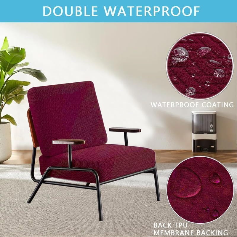 Eurhowing Outdoor Chair Cushion Covers 2Pcs, Waterproof Stretch Seat Cushions Slipcovers, Chair Seat Furniture Protector for Patio, Burgundy