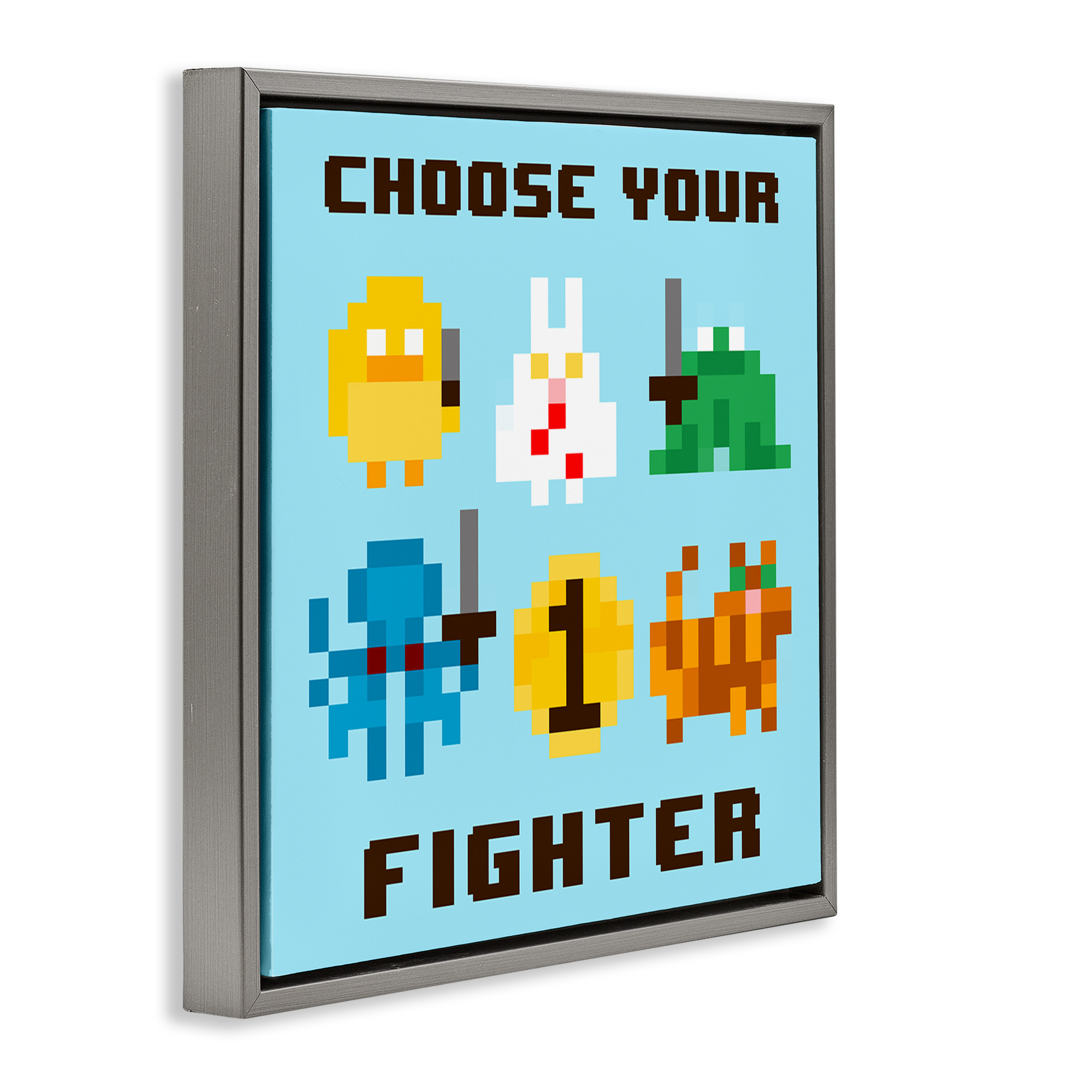 Stupell Industries Choose Your Fighter Entertainment Painting Gray Floater Framed Canvas Art Print Wall Art, 25 x 25