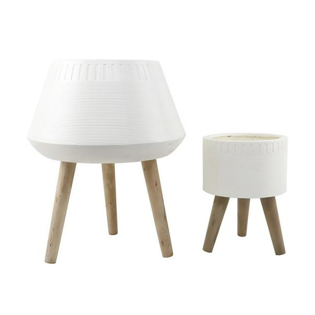 Flora Bunda CTF1630E2-WH Pot en Fibre de Verre 18 Pieds avec 10 Pieds sur Support, Blanc, Ensemble de 2