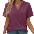 thumbnail image 5 of Prolriy Shirts for Women, Womens Tops Summer Short Sleeve V Neck Blouses Business Casual Loose Fit Tshirts Trendy Fashion Outfits Womens Tops Spring Summer Tops for Women Purple L, 5 of 8