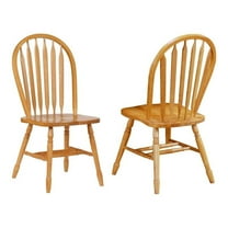 Maklaine Arrowback Windsor Dining Side Chair in Light Oak Solid Wood Set of 2