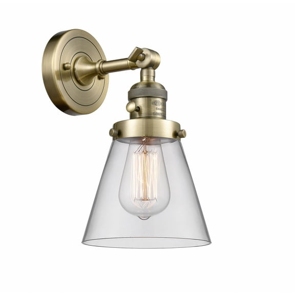 203SW-AB-G62 Innovations Lighting Cone - 1 Light Wall Sconce In Industrial Style-10 Inches Tall and 6.25 Inches Wide-Antique Brass Finish-Clear Glass