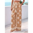 thumbnail image 6 of Women'S Wide Leg Palazzo Pants Boho Floral Trousers Flowy Beach Vacation Clothes Resort Wear Khaki XL, 6 of 9