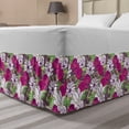 thumbnail image 1 of Floral Bed Skirt, Bold and Inky Illustrations of Roses Lilies and Chamomiles, Elastic Bedskirt Dust Ruffle Wrap Around for Bedding Decor, 4 Sizes, Magenta Purple, by Ambesonne, 1 of 2