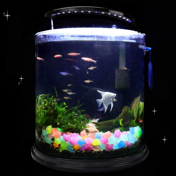 Fish Tank Decorations Rocks Little Glow in The Dark Aquarium Stones Fish Turtle Tank Pebbles Gravel Garden Rocks 300Pc 1.4cm