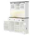 thumbnail image 5 of 71" Bar Cabinet With Internal Storage Rack, Kitchen Hutch Storage Cabinet With Wine And Glasses Rack, Sliding Door, Power Outlet, Pegboard, Drawers, Farmhouse Coffee Bar, 5 of 8