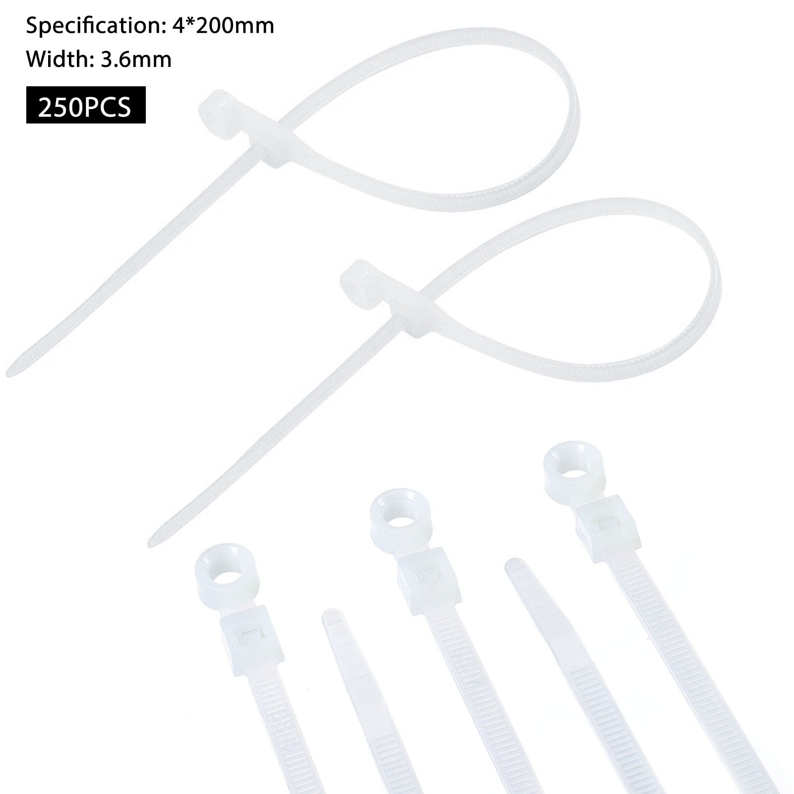 Zip Ties with Screw Hole Tensile Strength, SelfLocking, Multipurpose