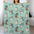 thumbnail image 2 of Christmas Penguin Skiing Throw Blanket Soft Warm Winter Cute Lightweight Flannel Plush Fuzzy Blankets Gift for Women Kids Boys Teens 50X60 in, 2 of 6