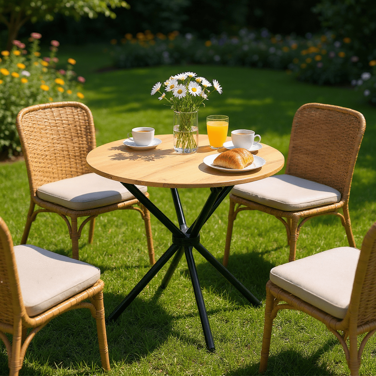 Homy Casa 31.5in Round Dining Table, Small Space Kitchen Table with Metal Legs for 2–4 People