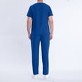 thumbnail image 5 of EGNMCR Scrubs for Men Fashion Short Sleeve V Neck Pocket Solid Blouse and Long Pants Working Uniform Two Piece Sets Spring/Summer Sale Clearance, 5 of 7