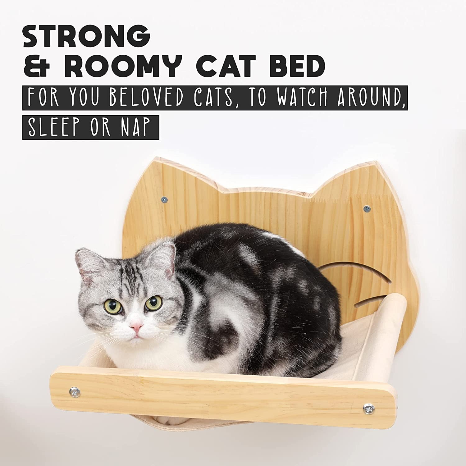 BCOH Cat Hammock Shelf Wall Mounted 3 Climbing Shelves Wall-Mounted Cat Bed & Furniture
