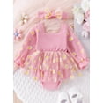 thumbnail image 3 of aturustex Infant Baby Girl 1st Birthday Romper Dress 0 3 6 9 12 18M Newborn Daisy Print Long Sleeve Bodysuits Sweetheart Neck Jumpsuit Tulle Dress witn Cute Casual Clothes for Birthday Party, 3 of 8