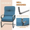 thumbnail image 6 of SOLAURA 3-Piece Outdoor Bistro Sets Patio Metal Spring Chairs and Coffee Table Set with Peacock Blue Cushions, 6 of 7