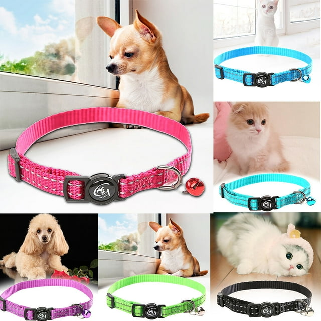 Collier pour Animaux de Compagnie Réfléchissant avec Cloche en Nylon Collier de Ceinture pour Animaux de Compagnie Réfléchissant Cordon de Corde de Cou pour Chiot