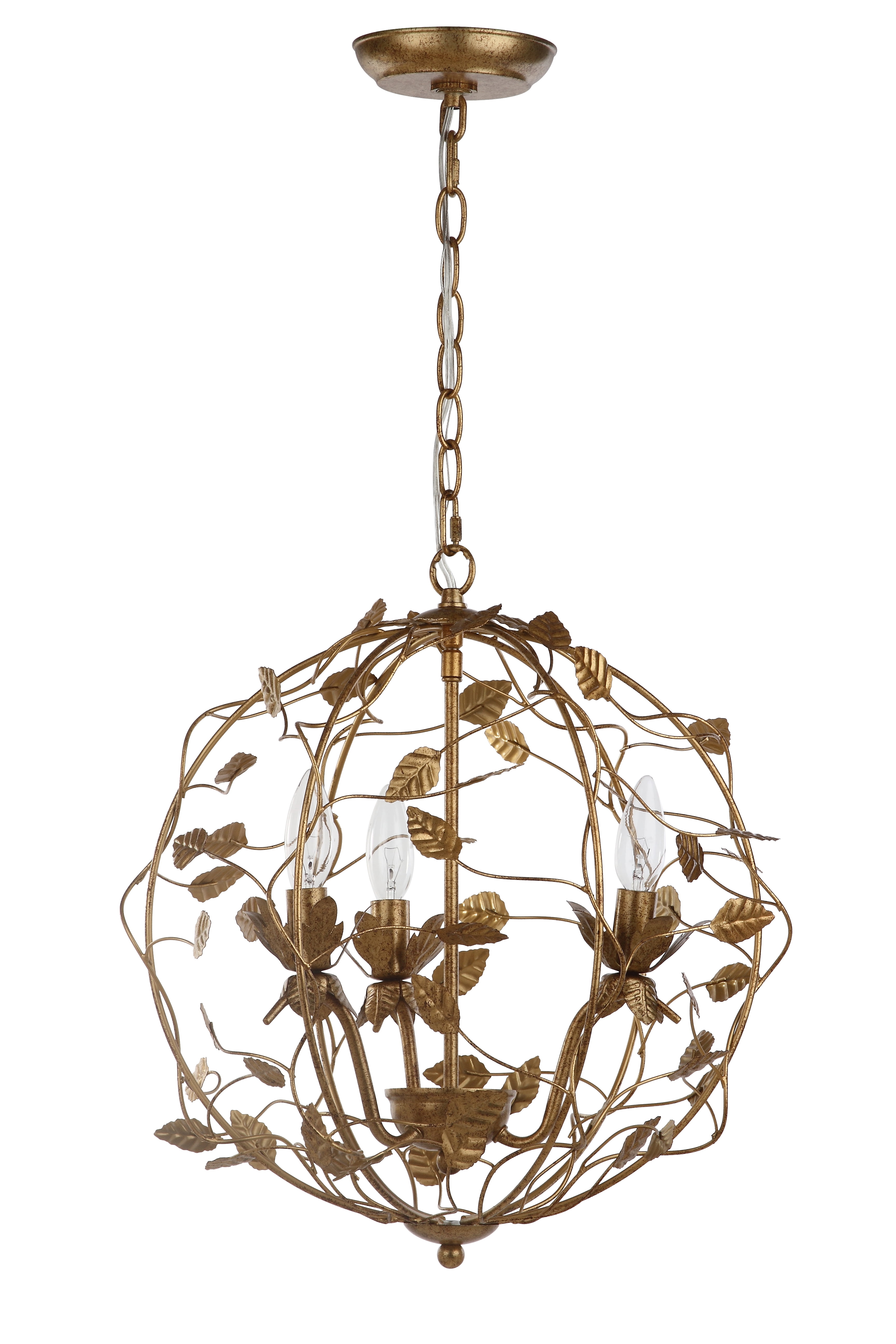 Safavieh Austen 17 in. Dia. Modern Round Cage Chandelier, Gold Leaf