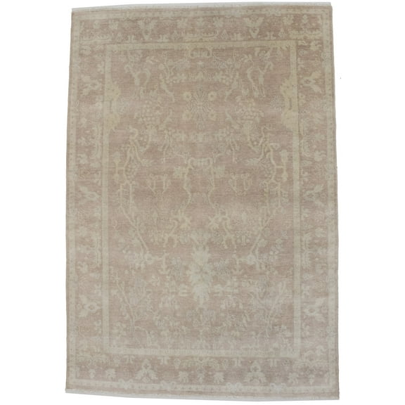 Transitional Muted Peach 6X8 Oriental Area Rug Carpet