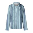 thumbnail image 3 of Womens Tops Plus Size Long Sleeved Casual Printed Lapel Button Up Shirt Light Blue M, 3 of 4