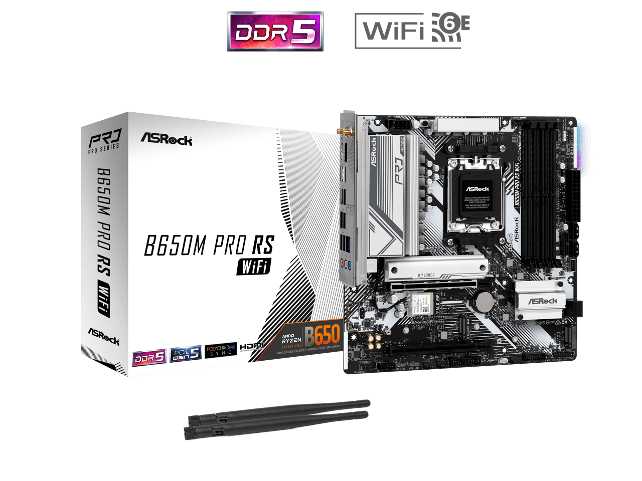 CPU Motherboard Memory Combo - AMD Ryzen 5 7600X Bundle with ASRock B650M Pro RS WiFi and Team Group FF3D516G6000HC38ADC01