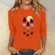 thumbnail image 1 of Heisall Women's Spring Autumn Tops 3/4 Sleeve Round Neck Casual Fashion Blouses Orange Festival Print Shirts, 1 of 4
