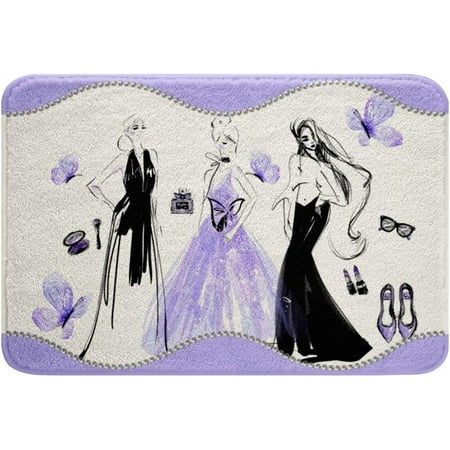 

Fashion Bath Mats Purple and White Bathroom Mats Rugs Glamour Women Rug Carpets Floor Mat Bathroom Decorationsches for Kitchen Bedroom Door Mat 20x32 Inch