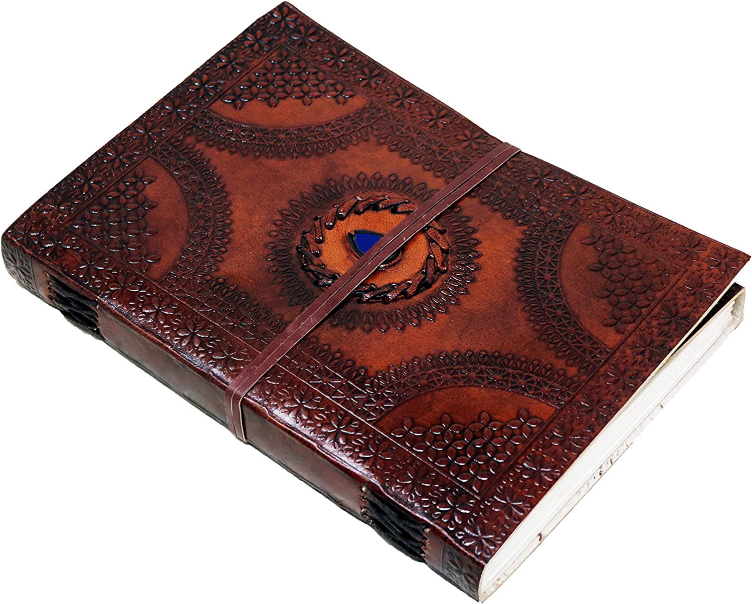 Jaald Leather Journal with String Blue Stone Grimoire Travel Diary Spell Book Daily Planner Book of Shadows Sketchbook Gifts for Artists