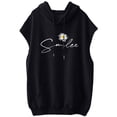 thumbnail image 3 of HUITKMM Chandails pour Femmes Tendance Grande Taille Mode Lettre Sweat à Capuche Manches Courtes Blouse Ample, 3 of 3