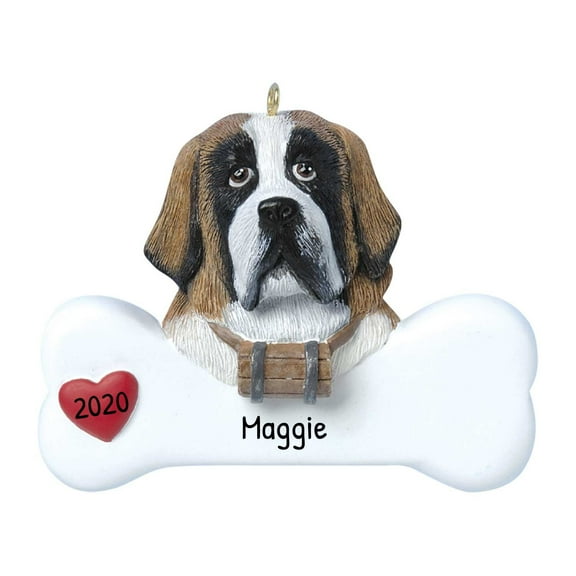 Ornaments by Elves Personalized St. Bernard Christmas Bone Ornament 2024 Dog Lover Decor .25lbs
